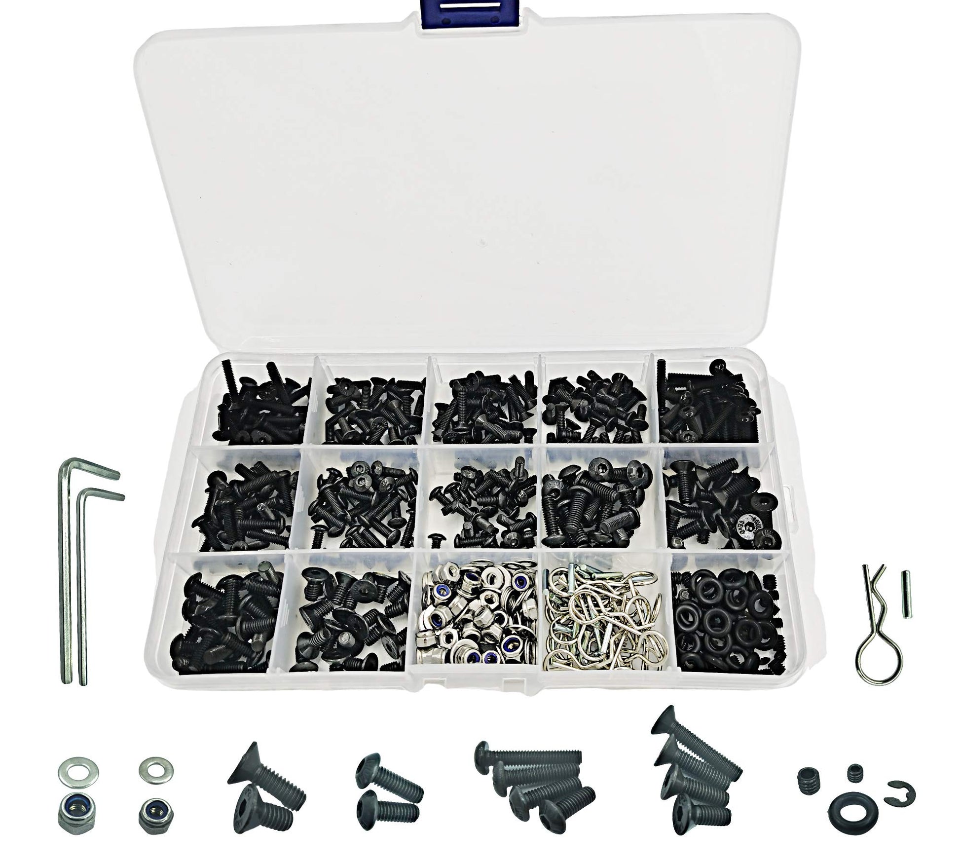 HOPLEX 522PCS RC Screws Kit Reapir Tool Box Set Hardware Fasteners RC Hobby Universal Spare Accessories for Traxxas Tamiya Axial