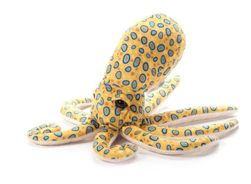 The Petting Zoo Blue Ring Octopus Plush Toy, 8-inch Small Stuffed Animal, Yellow Polyester, Model 322109, Perfect Gift for Kids