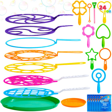 Joyin Big Bubble Wands Set Bulk For Kids Summer Outdoor Activity Party Favors, 18 Pcs Giant Bubble Maker With Tray, 12' Large, 6 Pcs Solution Suitable For All Age People