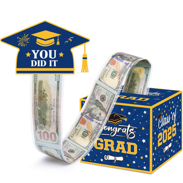 Meiidoshine Graduation Gifts, Graduation Money Box Blue, Surprise Grad Money Holder With Pull Out Card, Class Of 2025 Funny Cash