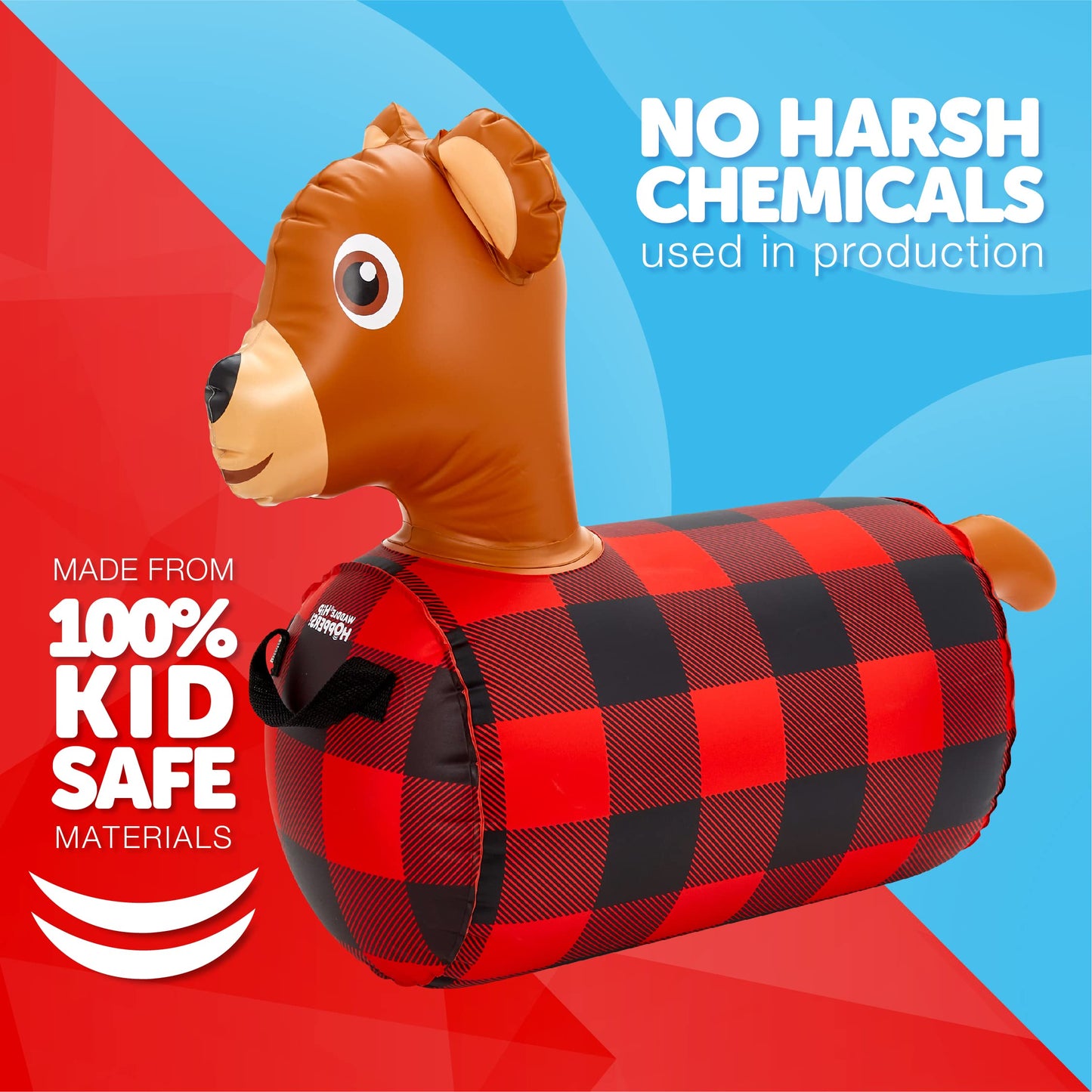 Waddle Hip Hopper Inflatable Hopping Animal Bouncer Bear, Ages 2 And Up, Supports Up To 85 Pounds