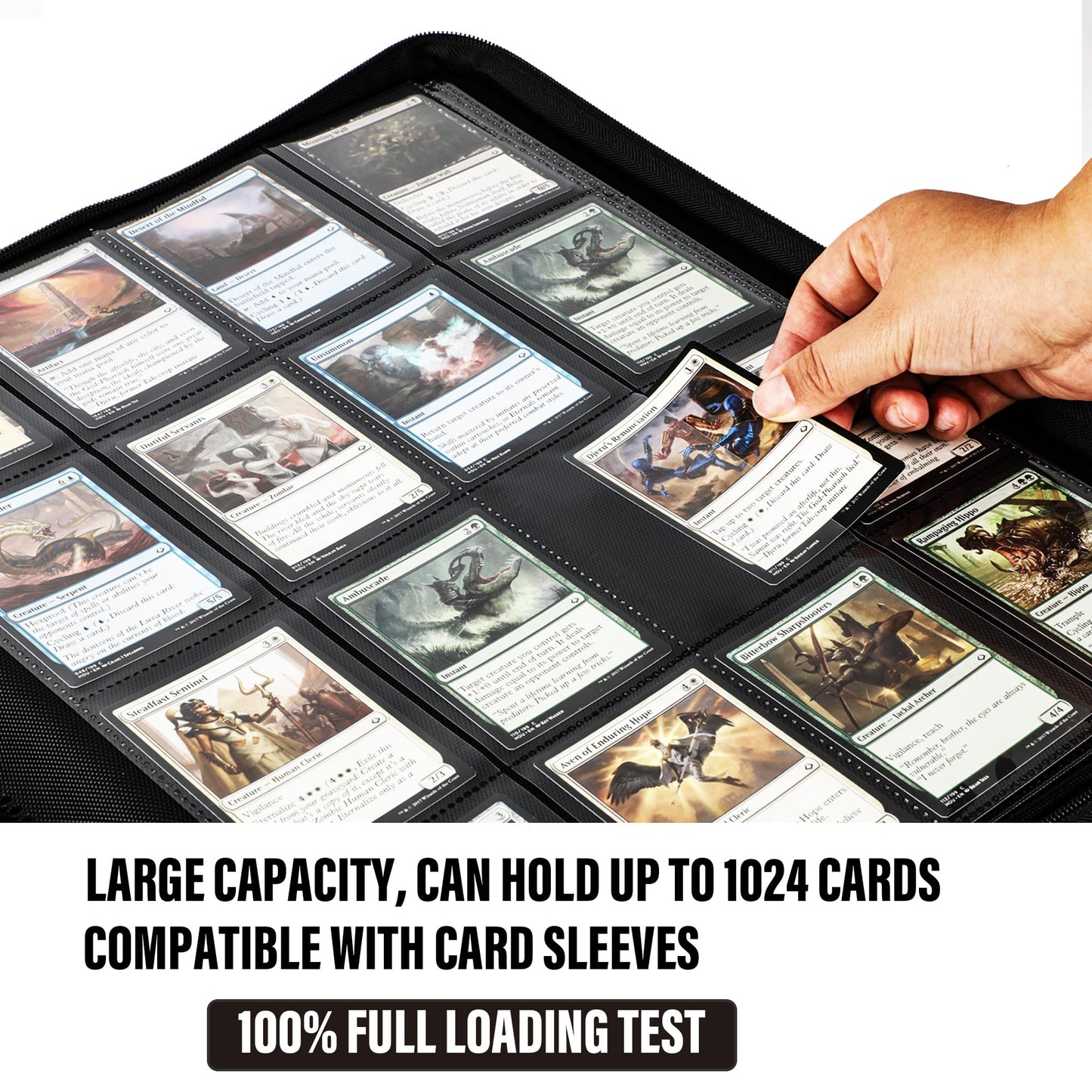 KarlyPro enhanced 1000+ Pockets Card Binder  16-Pocket Ringless Trading Card Album Folder Tag Design -Double Side Loading UltraSonic-32 1024 Tech Zip Binder for TCG-Red