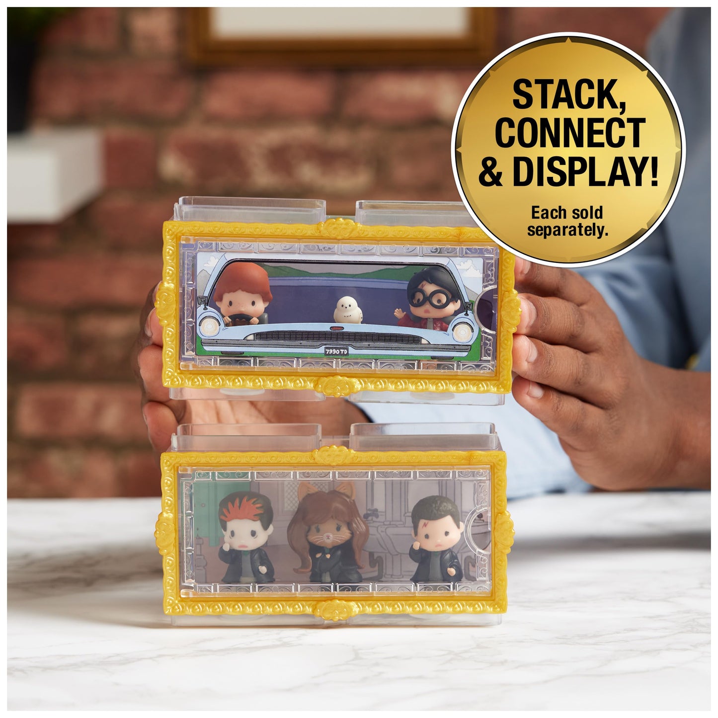 Wizarding World Harry Potter Micro Magical Moments Collectible Figures Multipack Ford Anglia With Harry Potter, Ron Weasley, Owl Hedwig And Display Box, For Children From 6 Years, Fan Item