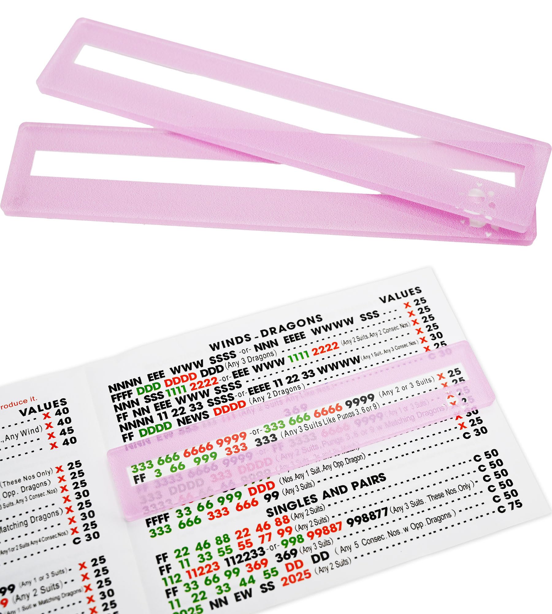 QANIUOS Mahjong Line Finder, 2 Pack Mahjong Rules Reader, Acrylic Card Rules Helper for Mahjong Players Accessories and Gifts(Pi