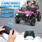 Hikole 24V Ride On Car With Remote Control, 2 Seater Electric Car For Kids W/20 Inch Wide Seat, 4X100W Motor, Led Headlight & Mu