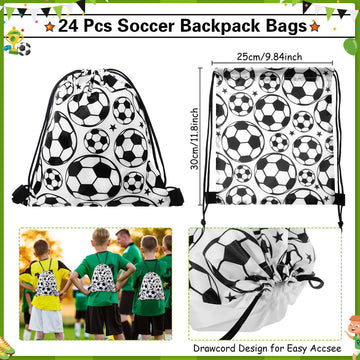 Equsion 144 Pcs Soccer Party Favors Drawstring Bags with Adjustable Bracelets Stress Balls Keychains Stickers and Wish Cards for