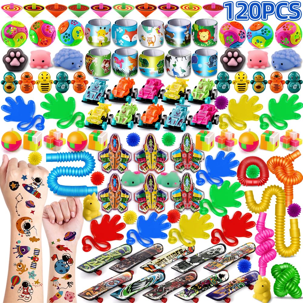 Nicknack 120Pcs Party Favors For Kids, Pinata Stuffers Toy Assortment For Kids Birthday Treasure Box Toys For Classroom, Stocking Stuffers, Carnival Prizes