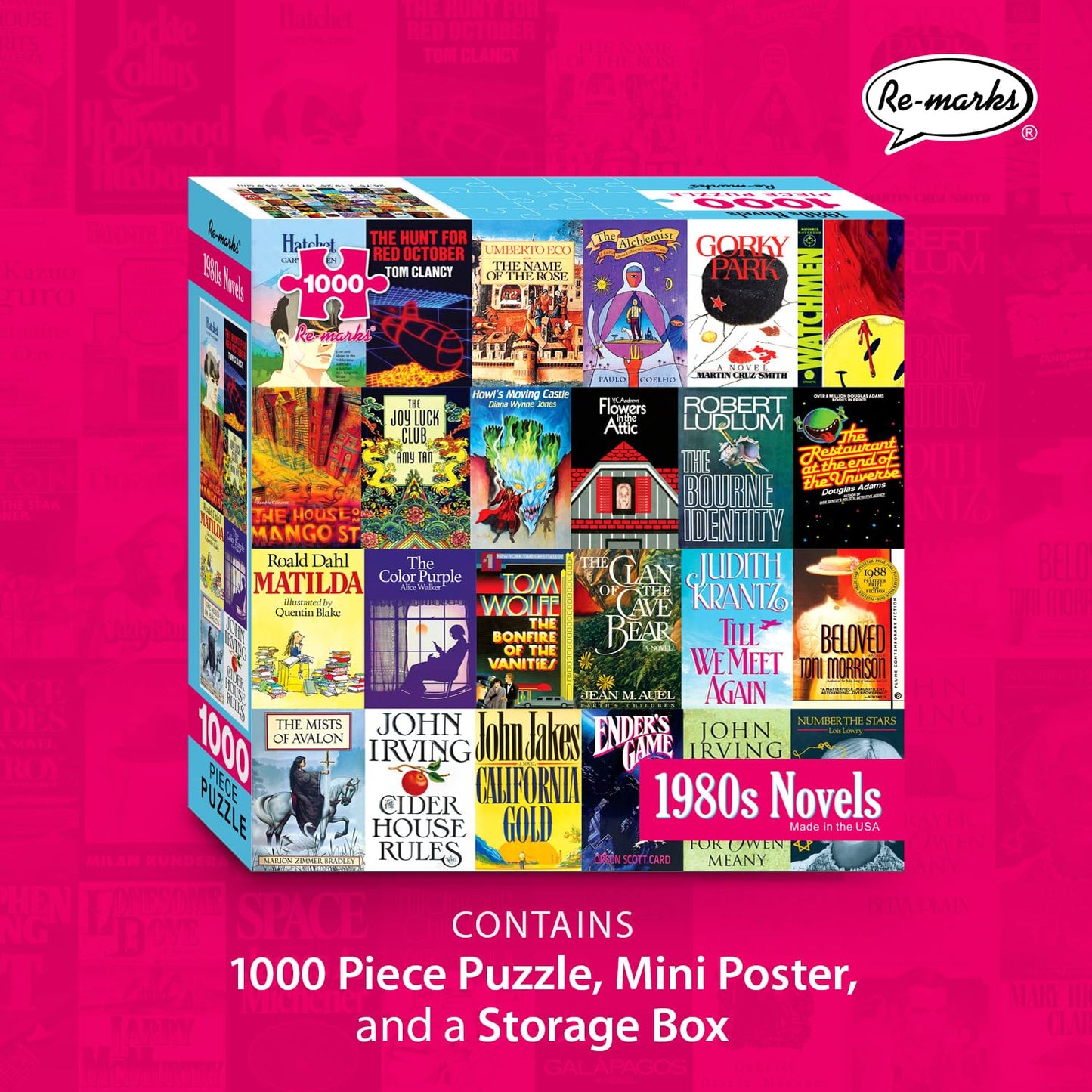 Re-Marks 1,000-Piece Collage Puzzle - 1980s Novels, Cardboard, White/Gray