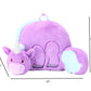 Soft Landing | Nesting Nooks | Soft And Cuddly Portable Back Rest And Reading Pillow With Storage Pocket - Unicorn , Purple 15 X 23 X 14 Inches
