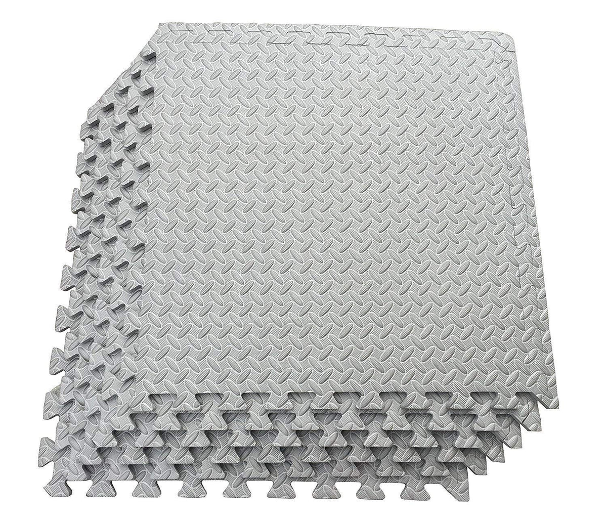 Vedam Puzzle Exercise Mat with EVA Foam Interlocking Tiles (Grey, Set of 4)