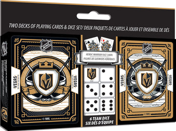 MasterPieces Game Day - NHL Vegas Golden Knights 2-Pack Playing Cards & Dice Pack - Officially Licensed Set for Adults and Famil