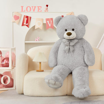 Tezituor Big Teddy Bear 4 Feet, Soft Giant Stuffed Animal Life Size 47 Inch Plush Bear Toy Valentines Christmas Birthday Gift For Girlfriend Kids,Grey