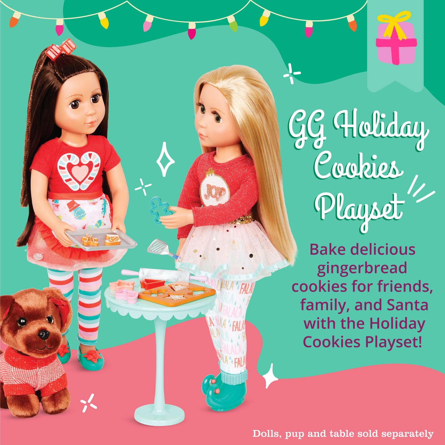 Glitter Girls – Holiday Cookies Set – 23Pcs Baking Playset – Apron, Oven Mitt & Kitchen Supplies – 14-Inch Doll Accessories – 3 Years + – Holiday Cookies Playset