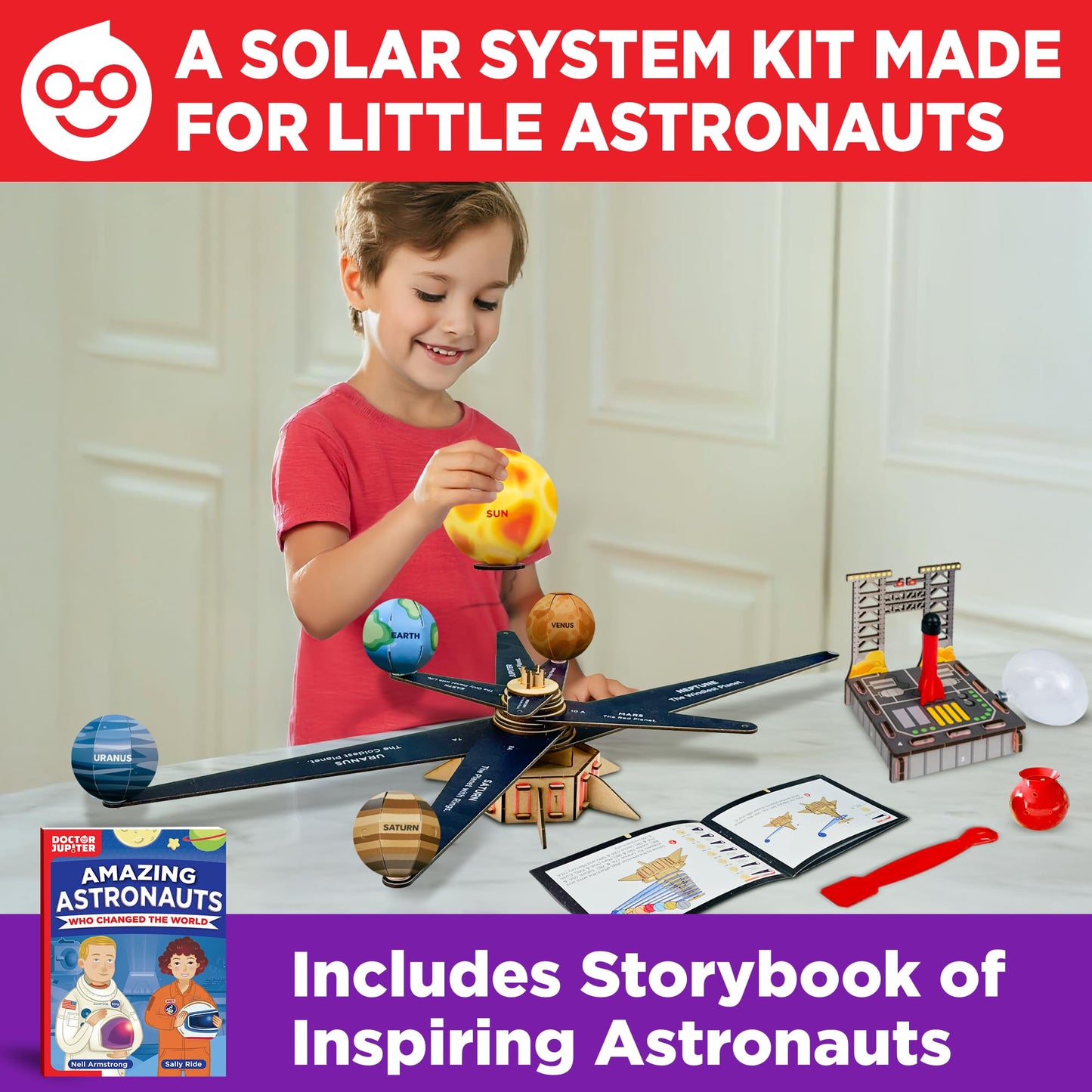 Doctor Jupiter My First Astronaut Kit, Solar System Model Stem Project, Science Kit For Kids Age 5-7-8-10-12 Year Olds | Learnin