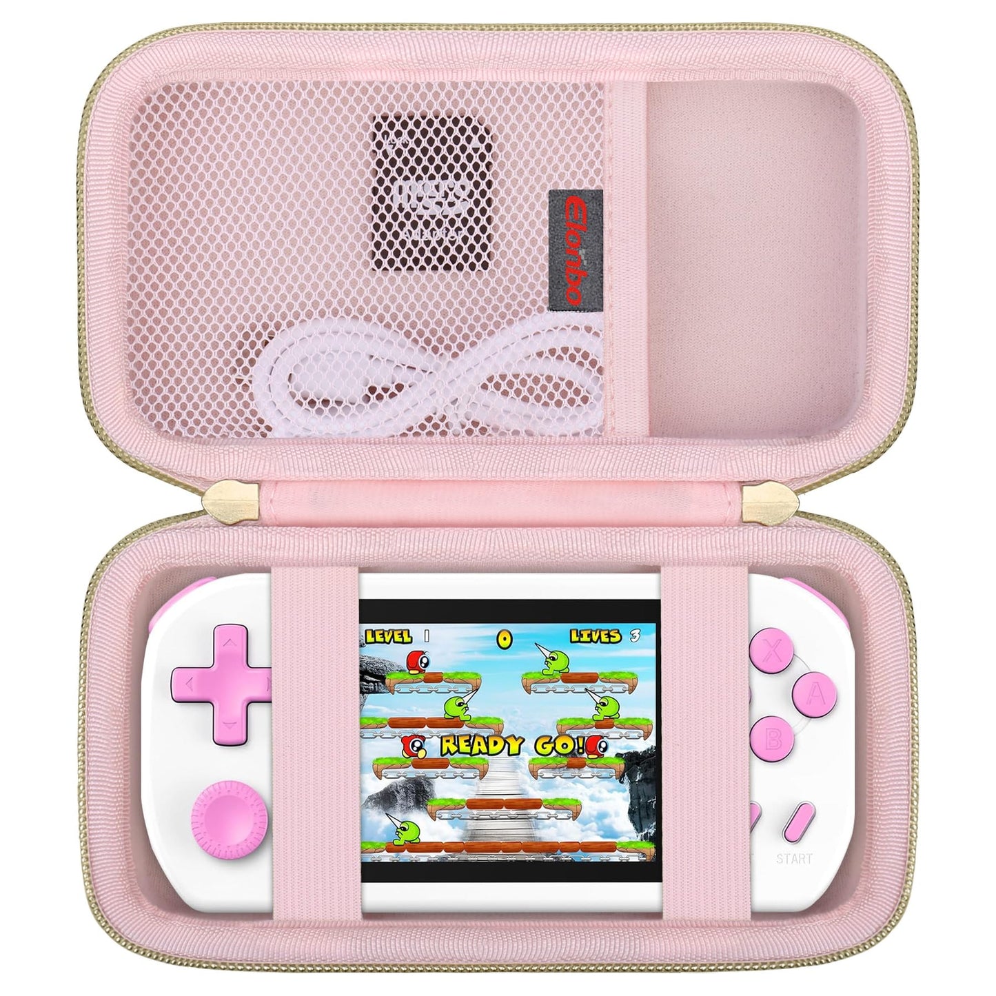 Elonbo Carrying Case for TEBIYOU/ Great Boy/ Beico Handheld Game Console Retro Video Games  Portable Gaming Player Travel Storage Cover  Mini Arcade Electronic Toy Holder Bag  Pink+Pink