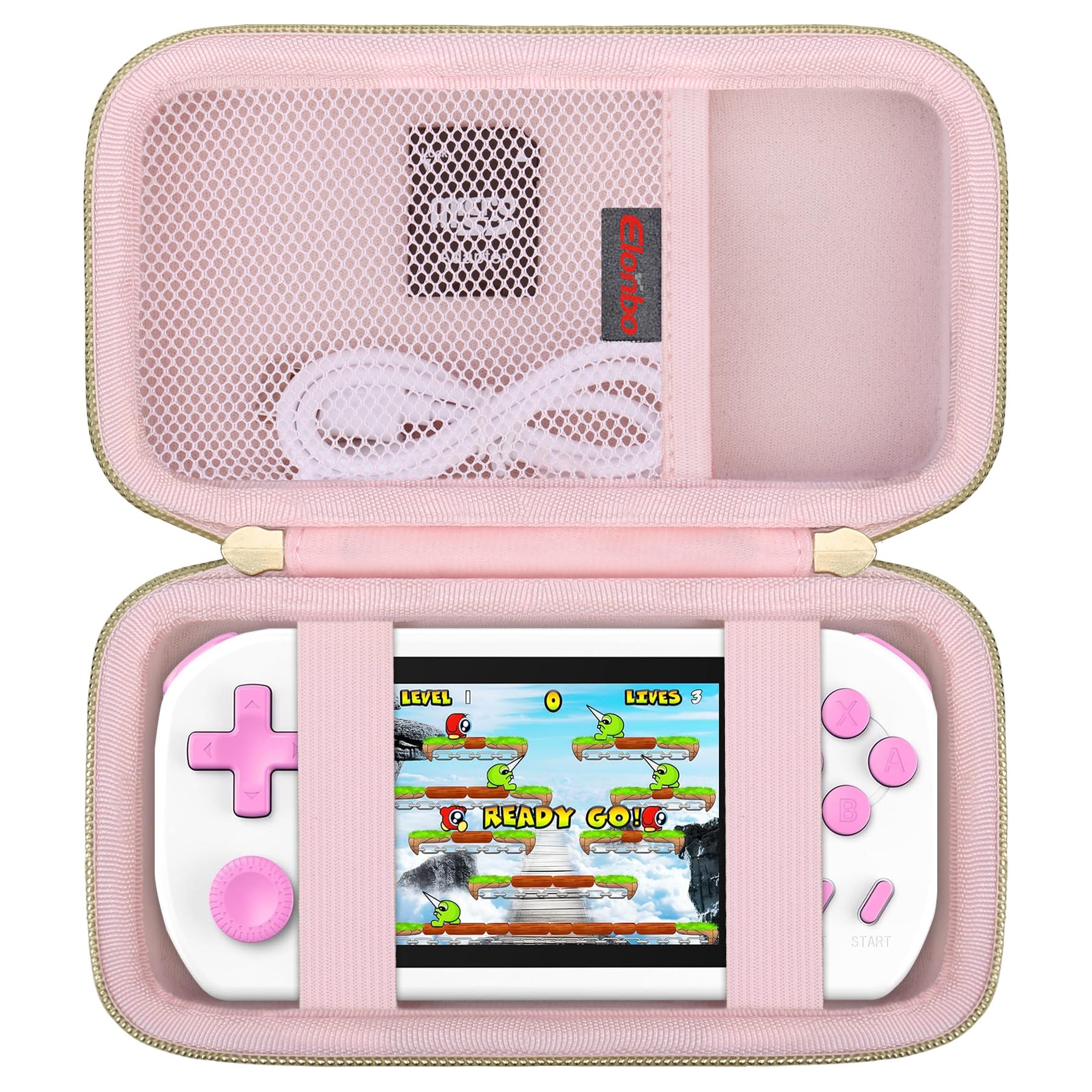 Elonbo Carrying Case for TEBIYOU/ Great Boy/ Beico Handheld Game Console Retro Video Games  Portable Gaming Player Travel Storage Cover  Mini Arcade Electronic Toy Holder Bag  Pink+Pink