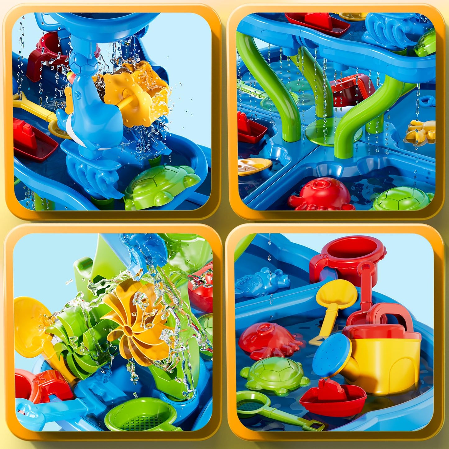 4 -Tier Kids Water Play Table For Kids Toddlers 3-5 4-8, Sand And Water Table With Rich Activity Set, Water And Sand Sensory Act