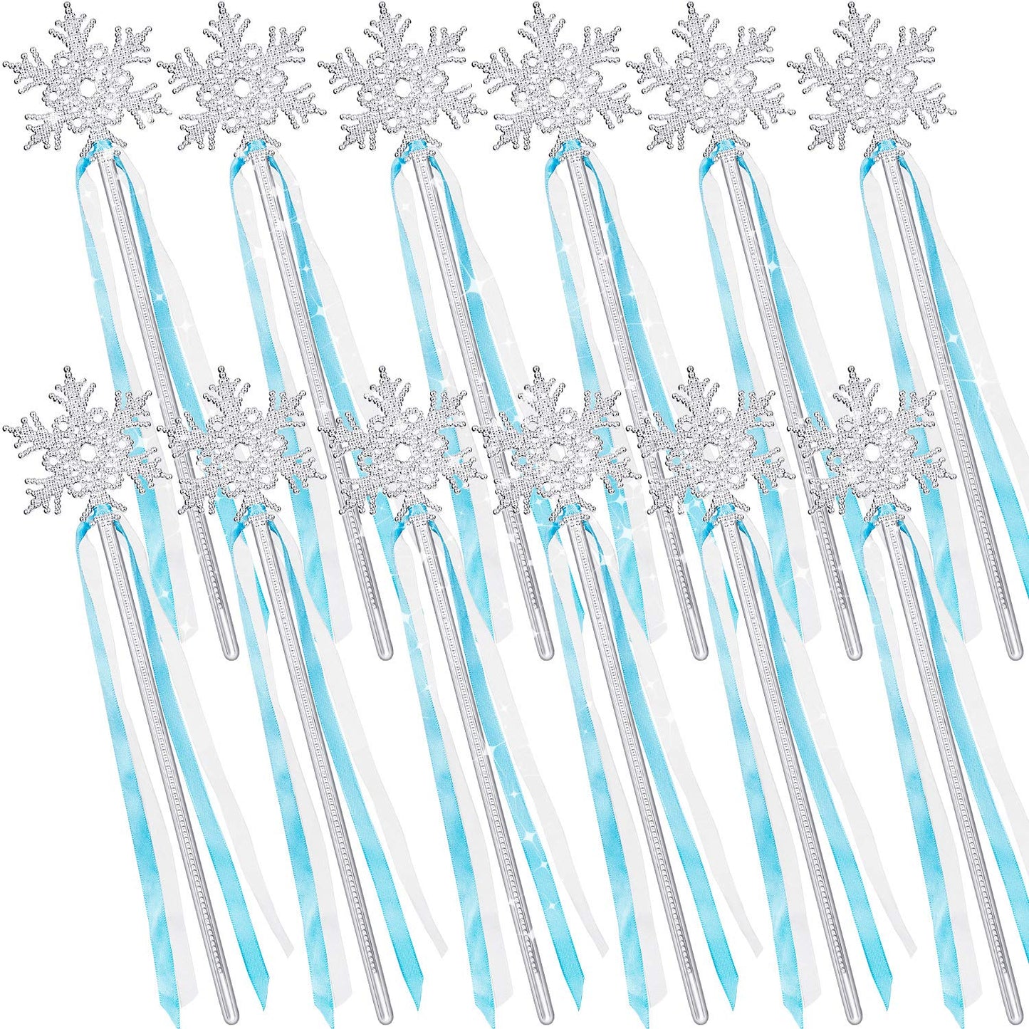 Gejoy Silver Snowflake Magic Wand - 36 Pcs Frozen Snowflake Princess Wand Winter Theme