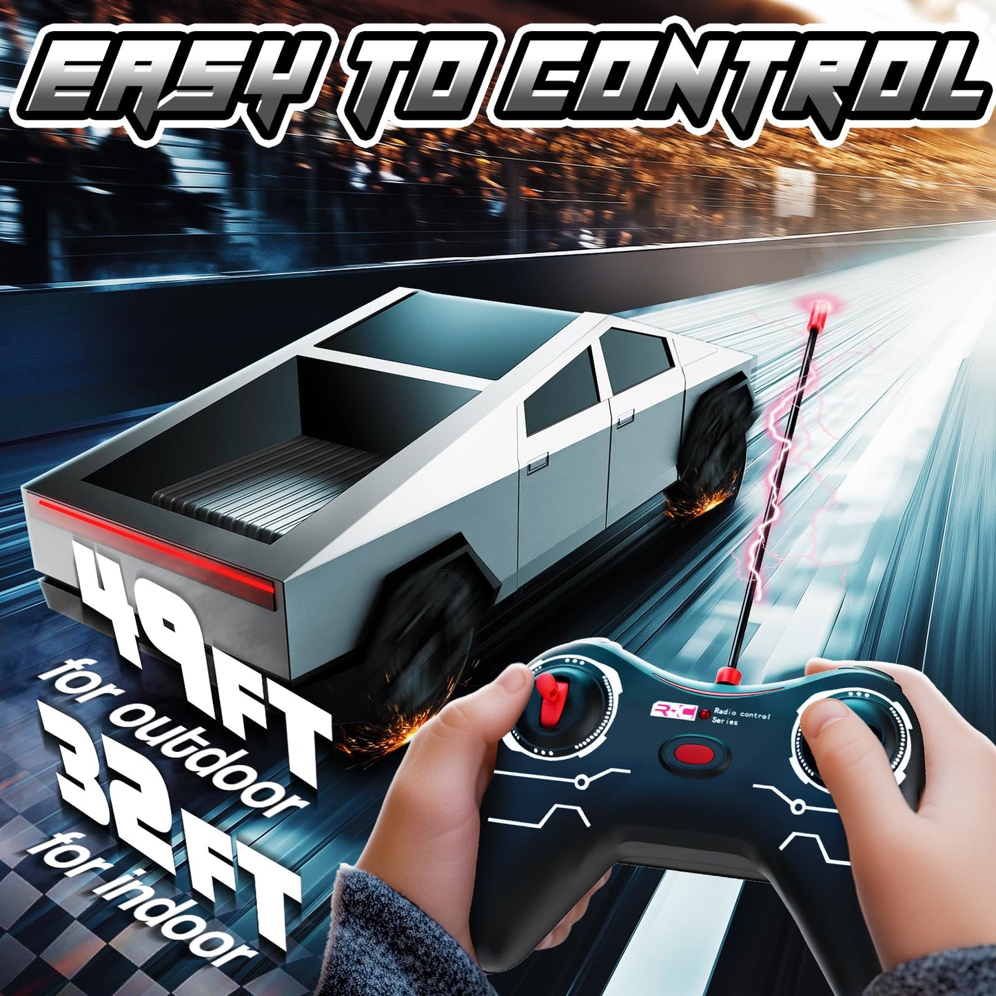 Cheffun 1:24 Rc Car Toys - All Terrain High Speed Remote Control Car With Light And Loadspace, Electric Vehicle Toys For Kids, G