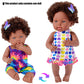 Dollbie 14 Inch Reborn Baby Dolls Black African American Baby Doll With Hair Doll & Accessories (1 Doll+2 Sets Clothes+7 Pcs Acc