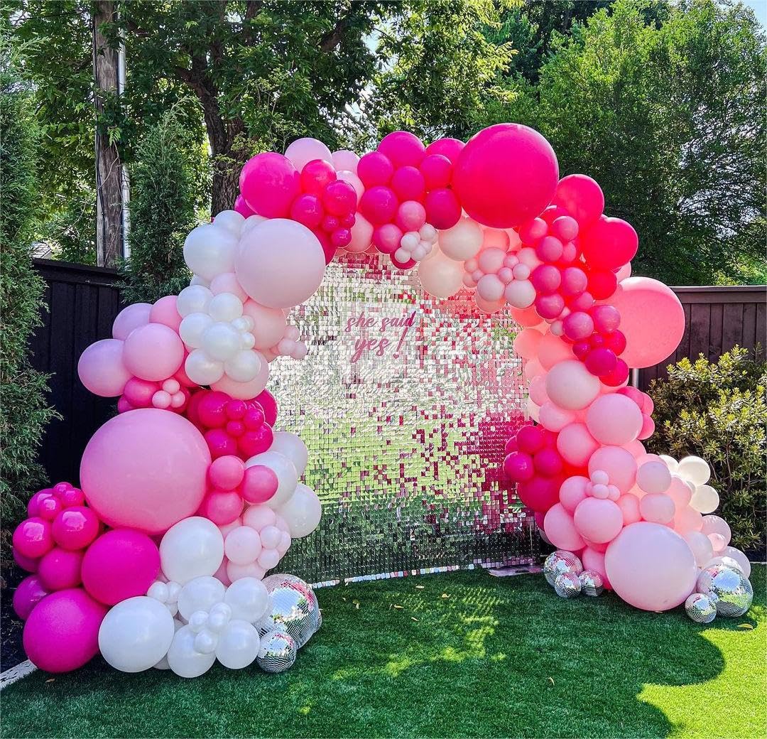 Bezente Hot Pink Latex Party Balloons - 150 Pack 5 Inch Matte Small Pink Helium Balloons For Wedding Baby Shower Valentine'S Day