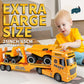 Dwi Dowellin Construction Carrier Truck Toy, 25.6" Excavator & Dump Truck, Yellow, Model 666-68F, for Kids Ages 3-6+