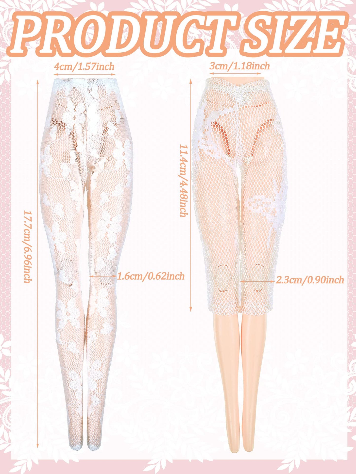 Bencailor 6 Pieces Doll Tights 12 Inch Handmade Doll Lace Stockings Female Long Sock Legging Casual Accessories For Diy Gifts(La