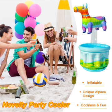 Parentswell Inflatable Rainbow-Colored Pony Cooler, 47.5'' Inflatable Drink Cooler For Party Indoor And Outdoor, Holiday Decorations, Easy Storage For Pool, Summer Party Decorations And Supplies