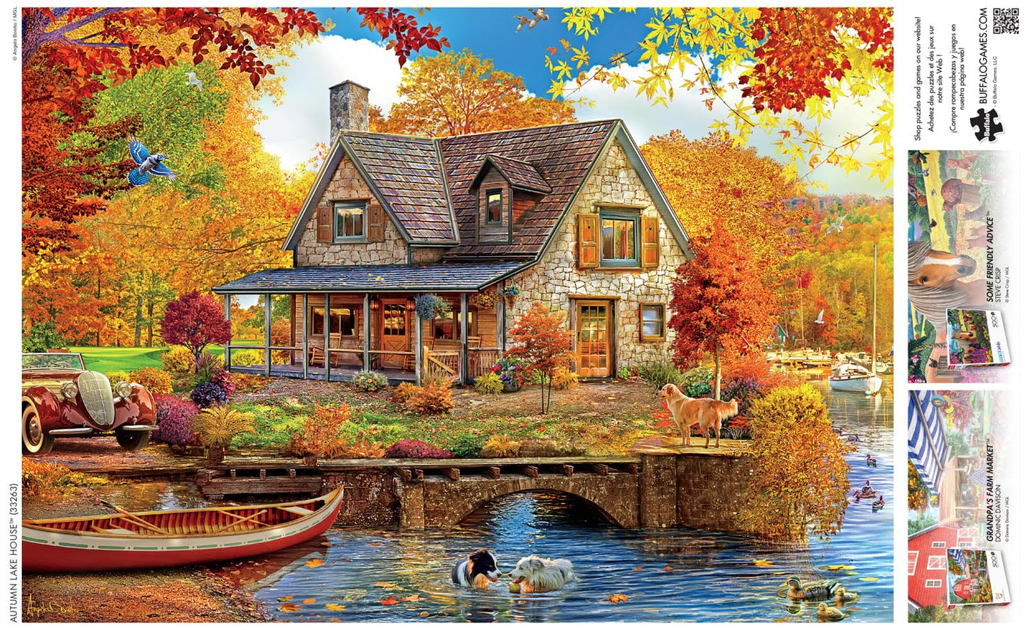 Buffalo Games 500-Piece Jigsaw Puzzle - Autumn Lake House - Large Multicolor - Model 33263 - Perfect for Game Nights