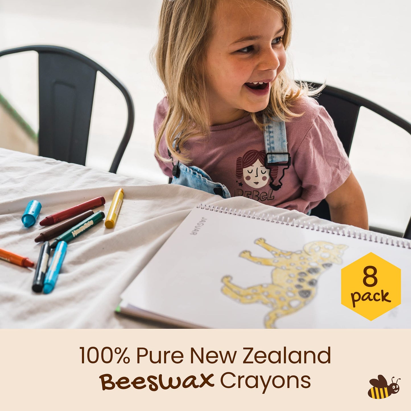 Honeysticks Jumbo Crayons (8 Pack) - 100% Pure Beeswax Crayons - Non Toxic Crayons For Kids - Large Crayons, Easy To Hold And Use, Unbreakable, Eco Friendly, Preschool Art Supplies, For Kids 2-4, 4-8