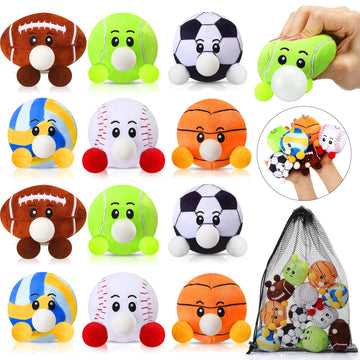 HyDren 6 Pcs Sports Party Favors Mini Stress Balls for mature-themed Kids  3.15 Inch Plush Baseball Sensory Squeeze Basketball Soccer Football Toy Gift for Stress Anxiety Relief  Themed Birthday Party Favor