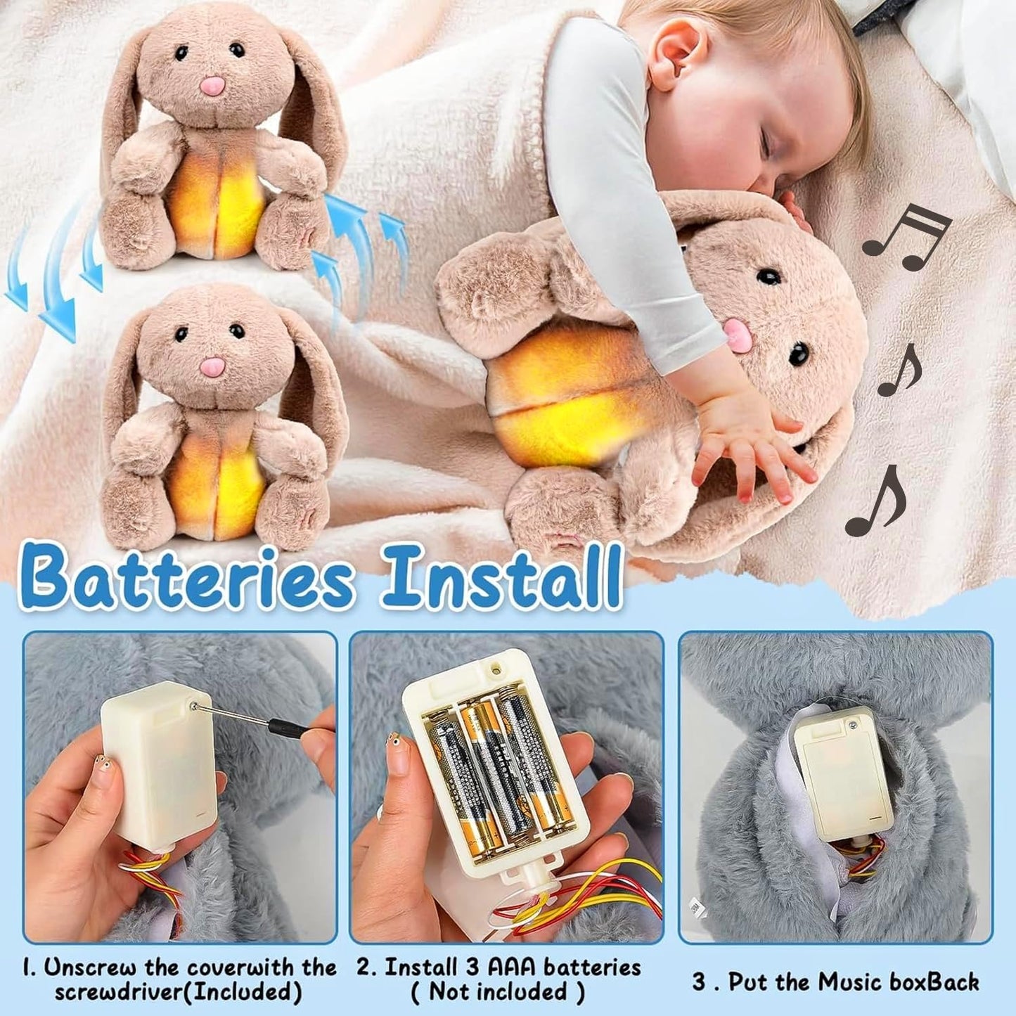 Breathing Stuffed Animal, Baby Easter Basket Stuffers For Toddler Anxiety Stuffed Animal, Mushplushies Breathing Animals Easter