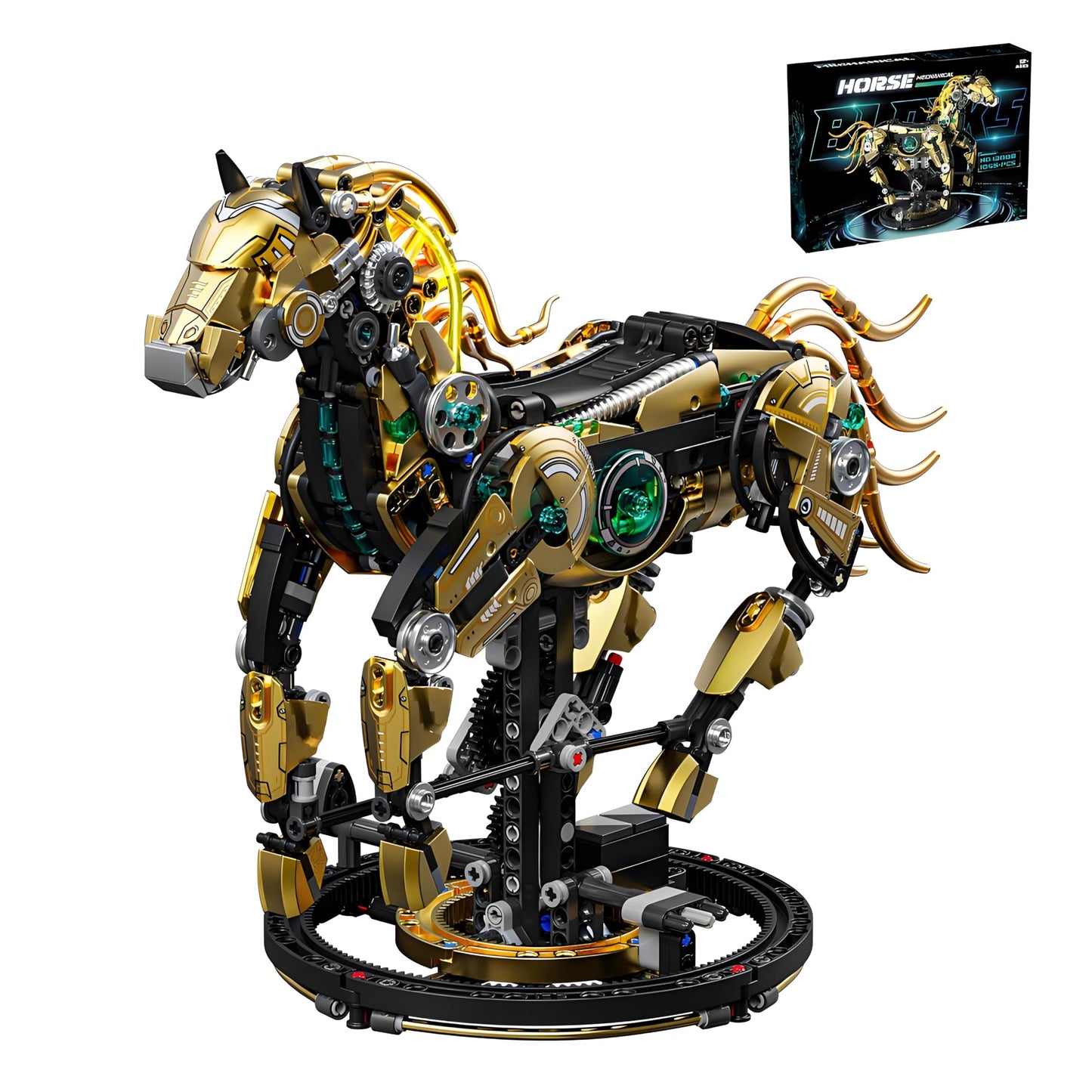 CSNRHG Mechanical Horse Building Block Set Build & Pose with Movable Legs - Engaging DIY Model Kit for Kids and Teens