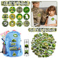 122 PCS Army Party Favors, Military Camo Temporary Tattoos Slap Bracelets Keychains Stickers Badges Goodie Bags Soldiers Figures
