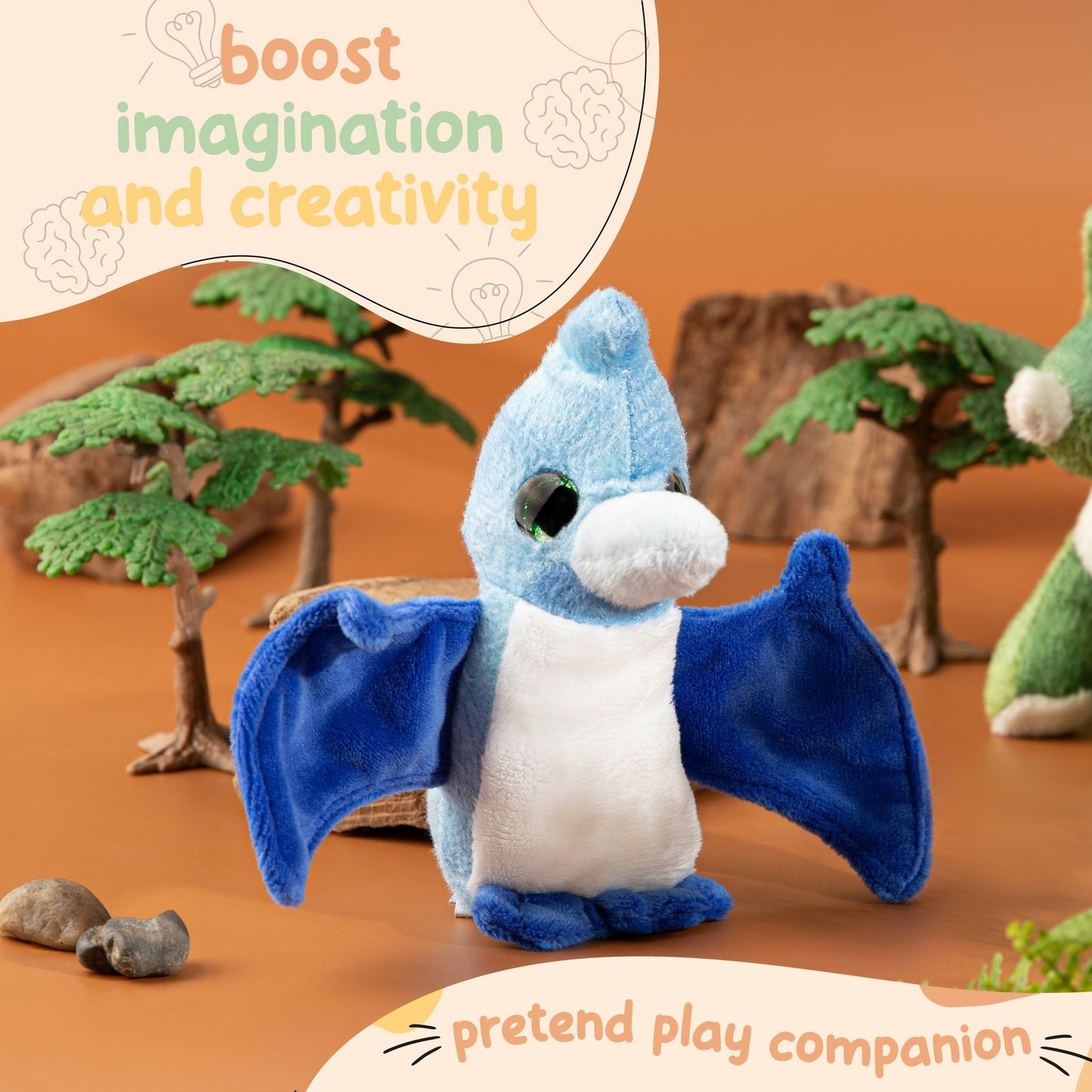 Forest & Twelfth Stuffed Pteranodon, Single Mini Stuffed Animal Plush Toy For Kids, Dinosaur Party Favors And Goody Bags, Classroom Treasure Box Prizes, Stocking Stuffers (Pteranodon)