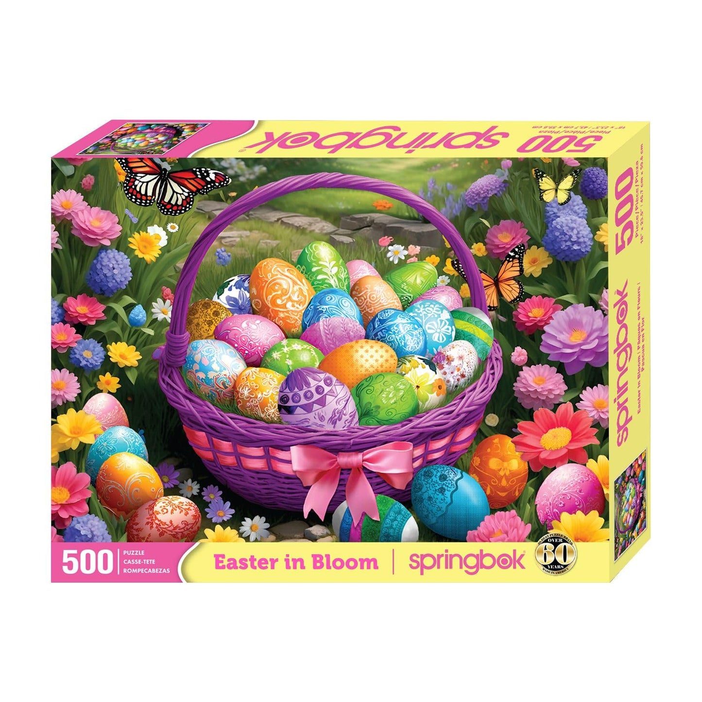 Springbok 500 Piece Jigsaw Puzzle - Easter in Bloom, Cardboard, Made in USA, Perfect for Adults and Families