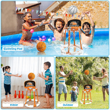 Talgic Pool Basketball Hoop Set For Pool With Backboard, 4 Balls & Pump, Pool Toys For Kids And Adults, Indoor Basketball Hoop For Toddler