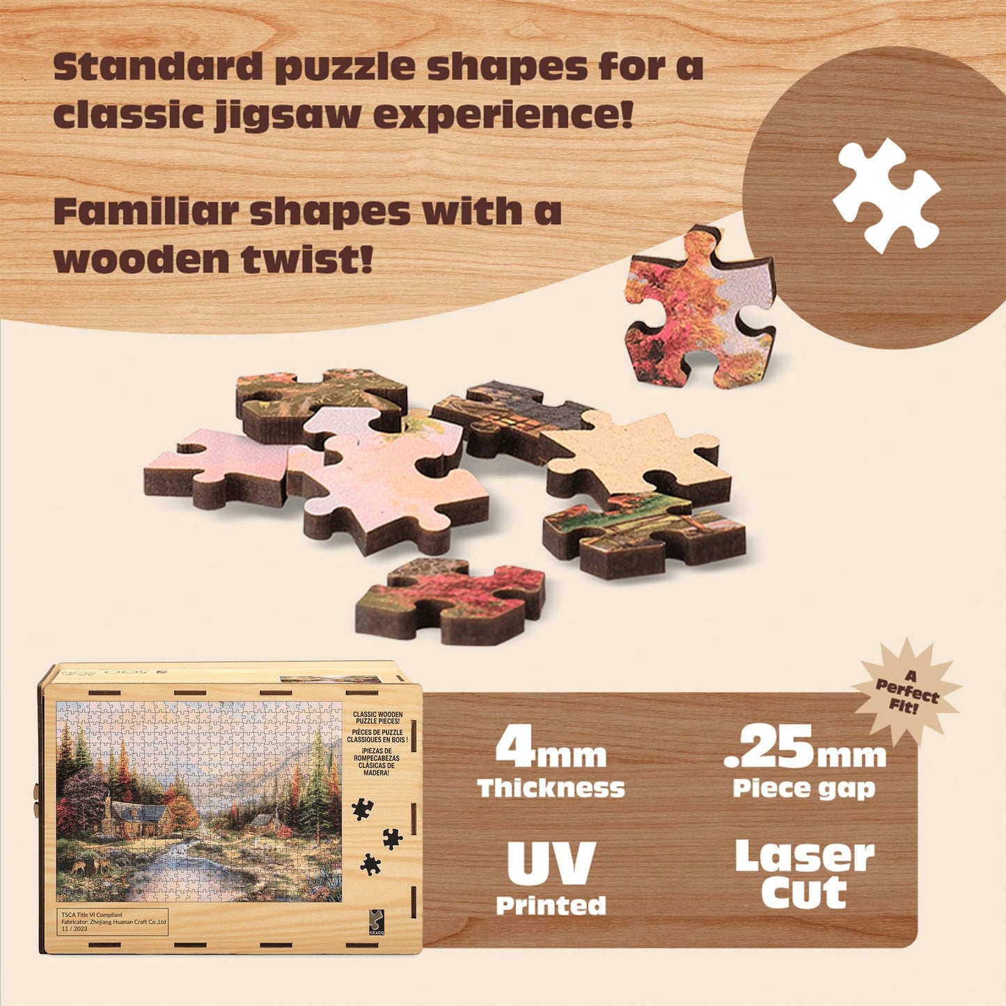 Buffalo Games - Thomas Kinkade - Sierra Paradise Wood Puzzle - Standard Cut Jigsaw Pieces - 500 Piece Jigsaw Puzzle
