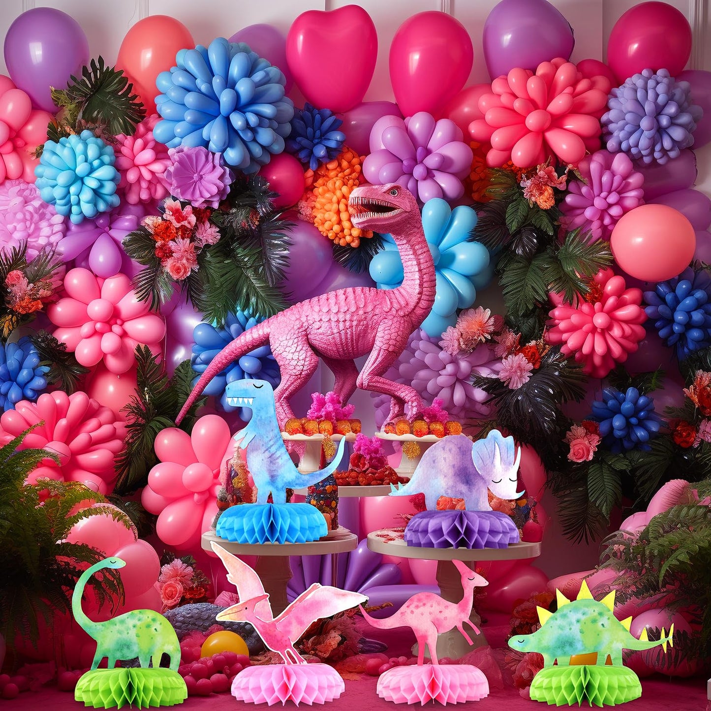 Hapibidesign Dinosaur Baby Shower Table Centerpieces - Dinosaur Party Decorations - 12 Pcs Dino Party Honeycomb Centerpieces For