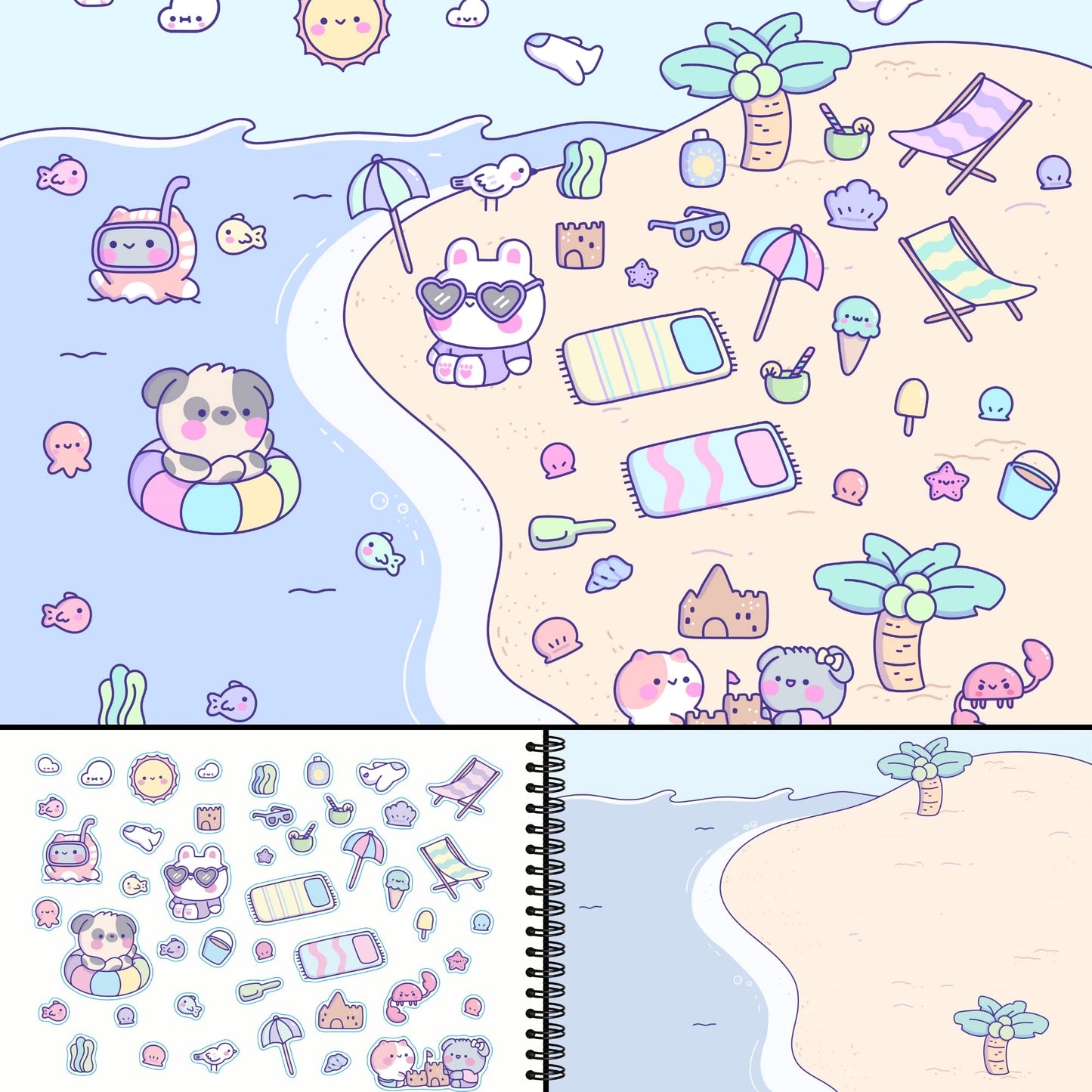 CUPKIN My First Trip Sticker & Coloring Book - 500+ Stickers, 12 Scenes, Toddler Travel Essential, Model KSB1