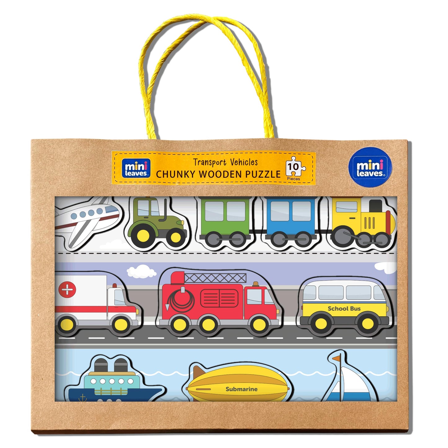 Mini Leaves Transport Chunky Puzzle  Wooden Educational Toys For 3 Year Olds, Puzzles For Kids Age 4 & 2  Preschool Learning G