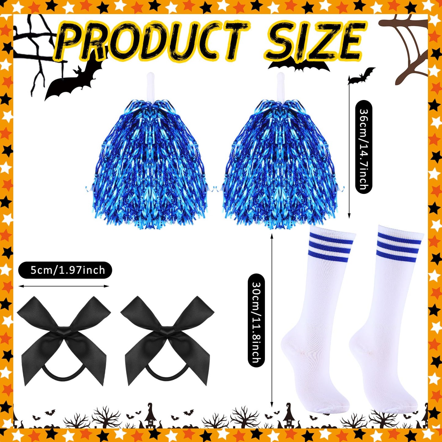 Didaey 6 Pcs Girl Zombie Costume Kids Halloween Cheerleader Costume Scary Halloween Party Cosplay(Blue, Medium)