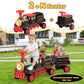 ANPABO Ride On Train Set Trackless, Include 1 Locomotive and 1 Carriage, 12V Kids Car with Height-Adjustable Seat, Extra Storage