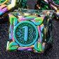 Kerwellsi Nature Vines Leaf Metal Dnd Dice Set, 7Pcs Rainbow Green Dungeons And Dragons Dice Set D&D With Gift Box, Polyhedral R