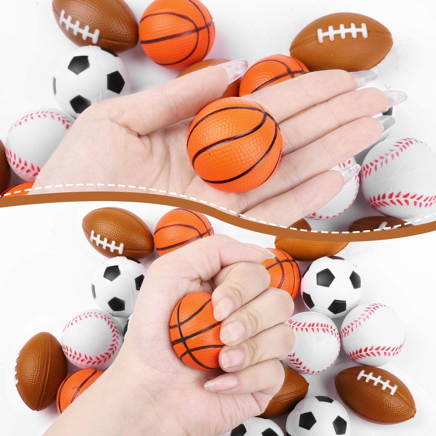 Aodaer 24 Pack Mini Mixed Sports Stress Balls With Drawstring Mesh Bag Fidget Toys For Adults Soft Foam Balls For Sports Party F