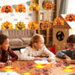 DoubleFill 48 Pcs Thanksgiving Turkey Suncatchers Craft Kit DIY Paper Tissue Crafts Window Stained Glass Effect Turkey Arts Proj