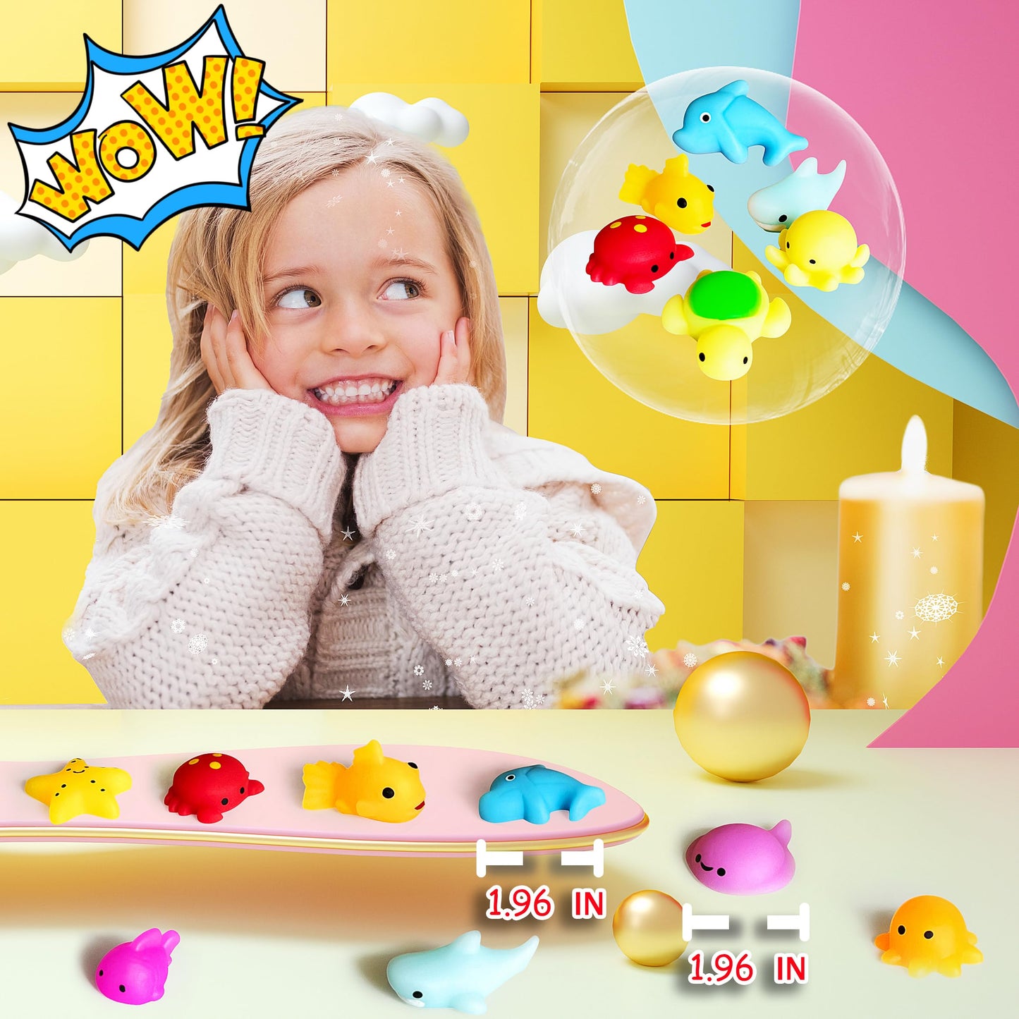 6 Pcs Ocean Sea Animals Mochi Squishy Toys, Kawaii Squishies Small Mochi Squishy Toys For Kids Party Favors, Marine Life Fidget