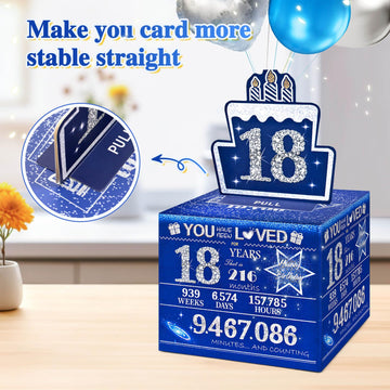 Toyeishi 18 Happy Birthday Money Box For Cash Gift, 18Th Birthday Decorations For Boys And Girls, Gifts For 18 Year Old Boy, Boy