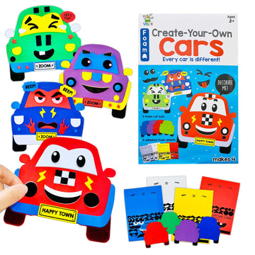 Vkpi 4 Pieces Eva Foam Art Crafts Gift Kit, Creative Make Your Own Cars, Cartoon Foam Paper Craft Projects For Kids Ages 4+ Todd