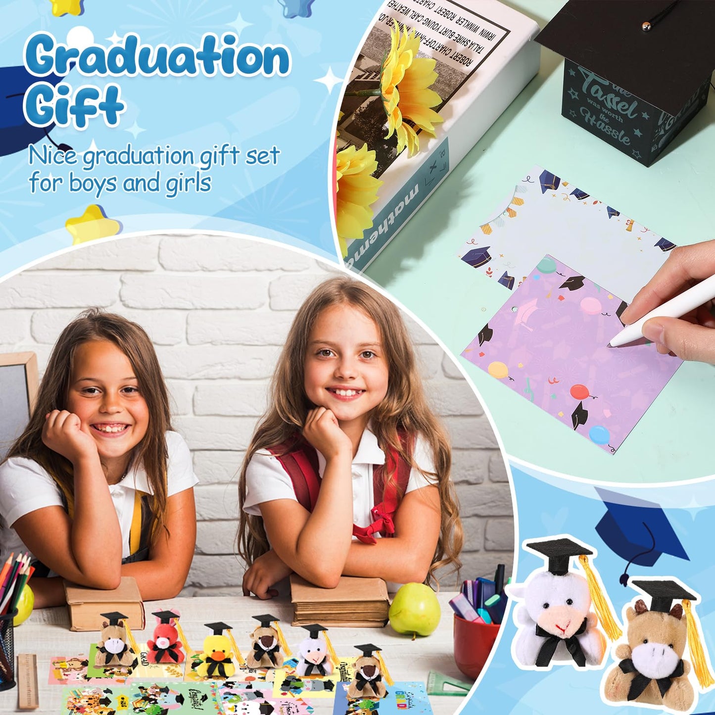 Hollowfly Mini Stuffed Animals Graduation Gifts Set of 30, 2.36x1.97in, Multicolor Plush Keychains for Class of 2025 Party Favors